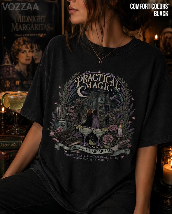 Midnight Margaritas Witchy Halloween Shirt, Practical Magic Tee, Comfort Colors 1717