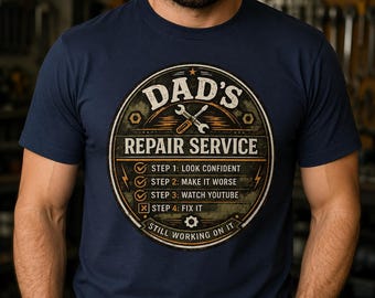 Dad's Repair Service Funny Dad T-Shirt, Father's Day Gift, Fix It Checklist Graphic Tee