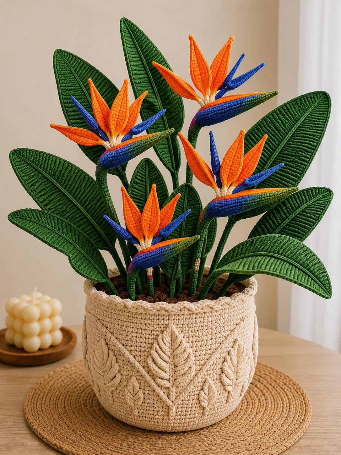 *:・ ୨୧りぼんandバラのモルタルリメイク鉢୨୧*:・ Crochet Bird of Paradise Plant Pattern PDF, Tropical Amigurumi