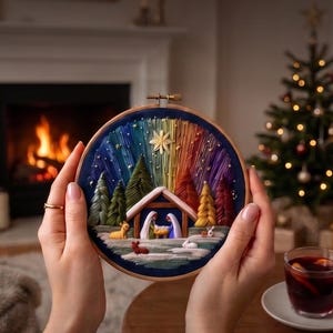Weihnachtskrippen-Stickset – DIY-Weihnachtskrippe, christliches Stickset, Stickset für Anfänger, Geschenkidee für religiöse Feiertage