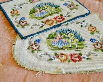 Reclaimed Needlepoint Handmade Two Pieces for Project Pillow Covers