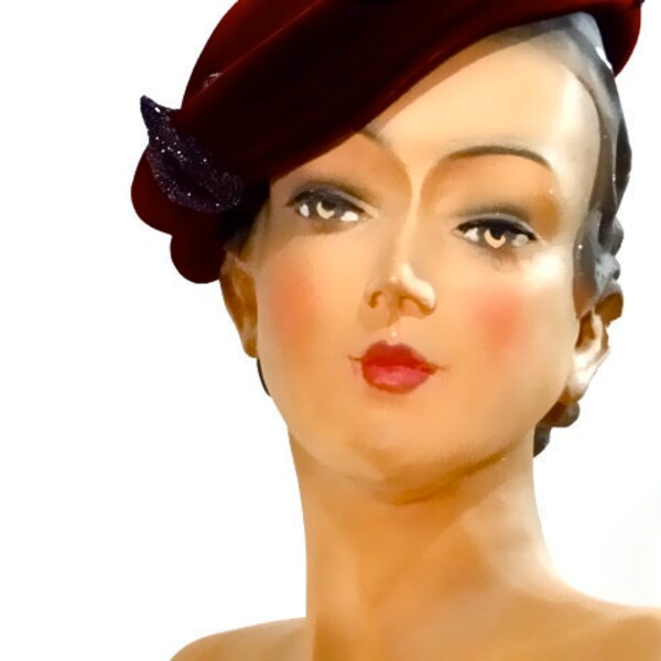 RESERVED Vintage Mannequin 1930's French Le Colifichet Head Bust Shop Display for Millinery Hats Jewelry