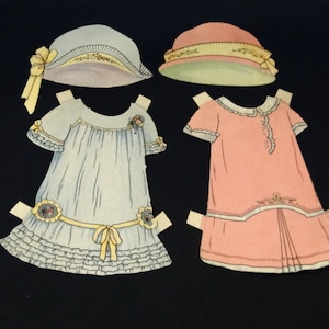 Cardboard Doll Clothing 5 Outfits 1915 Stetcher Lithographic Co. Paper Dolls Antique Hats Dresses Coat image 1