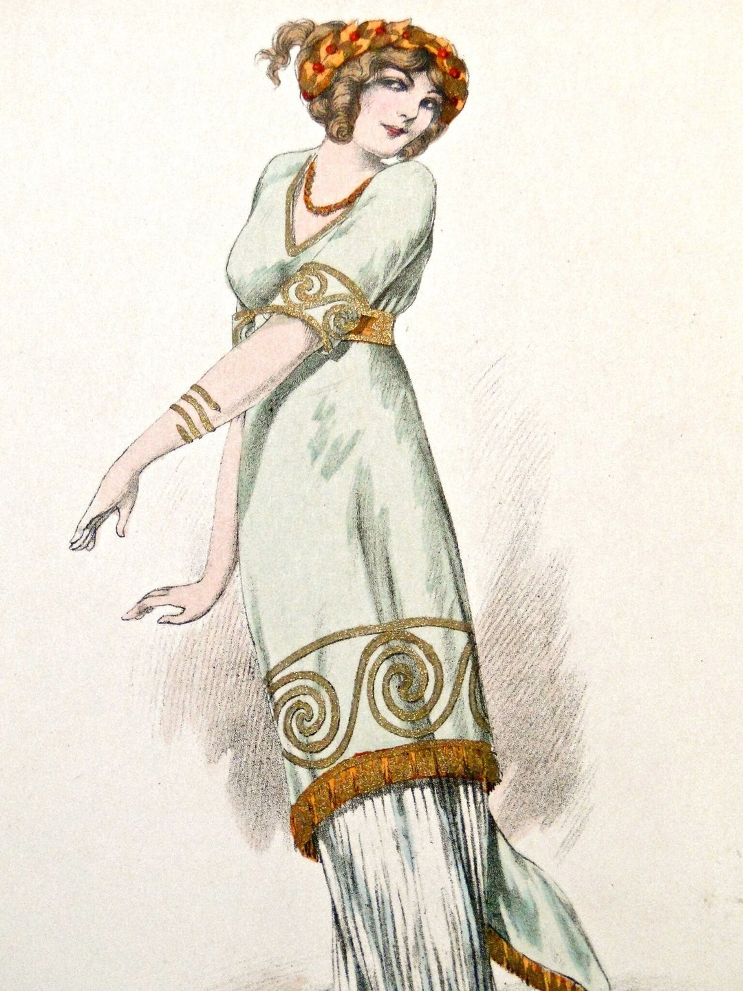 Vintage German Art Print C. Heinemann die Schöne Helena Illustration