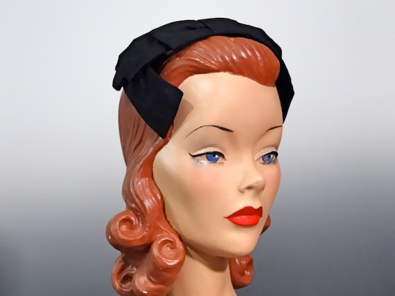 Vintage Hat Women's Half-Hat Headband Black Taffet