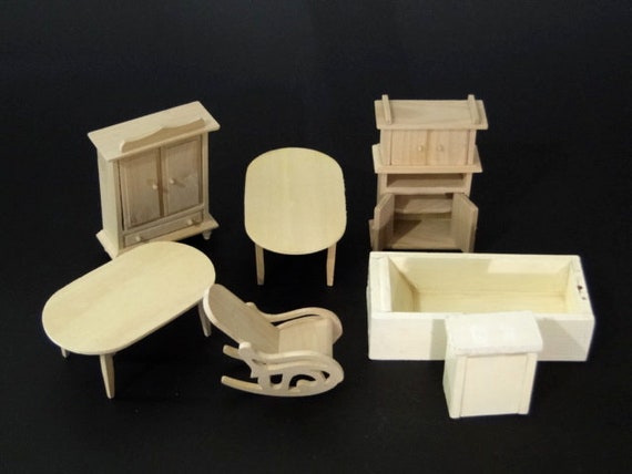 unfinished wood dollhouse furniture