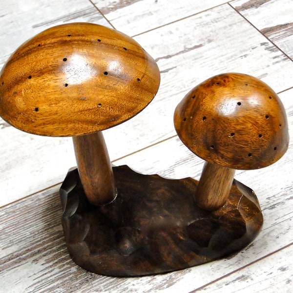 Mid Century Mushroom Sculpture Monkey Pod Wood Large Size - Mint Condition - Original Sticker