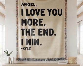 100% Cotton Funny Love Quote Woven Blanket, Personalized Couple Throw Blanket, Custom Name Romantic Gift, Anniversary Home Decor