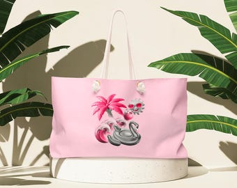 Neon Oasis Chrome Swan Weekender Tote