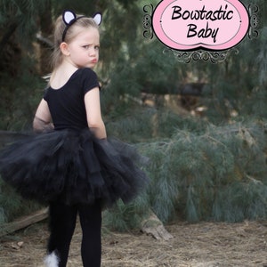 Cat costume . Girls Halloween costume. Black cat tutu set with ears image 5