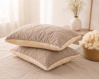 Poduszka z wełny merino, regulowana, dwustronna, naturalna pościel organiczna