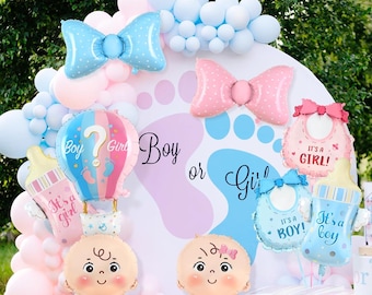 Juego de globos para revelar el sexo del bebé / Decoraciones para fiesta de baby shower en rosa y azul