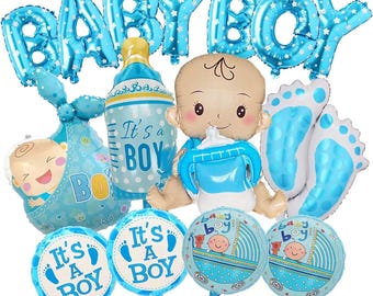 Juego de globos para bebé / Globos de aluminio azules con la frase "Es un niño", decoración para baby shower