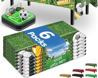 Green White Soccer Tablecloths | 6 Pack Waterproof Disposable Party Covers