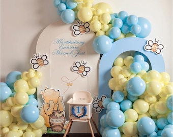 Kit de guirnalda de globos en tonos pastel / Arco azul y amarillo para decoración de baby shower y fiestas de cumpleaños