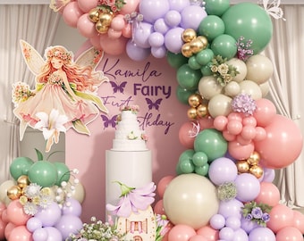 Sage Green Purple Pink Balloon Garland Kit | Wildflower Floral Party Arch Decor