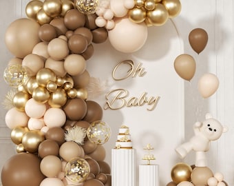 Boho Neutral Balloon Arch Kit | Brown, Gold Garland for Baby Shower, Wedding, Birthday Decor