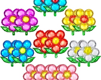 16 globos de papel de aluminio con forma de flor / Decoraciones florales coloridas de 18 pulgadas para fiestas