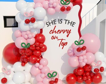 Cherry Balloon Arch Kit | Red Pink White Garland for Birthday, Baby Shower, Wedding Decor