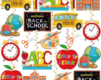 36 piezas de espirales colgantes para la vuelta al cole / Decoración para fiestas de bienvenida en el aula