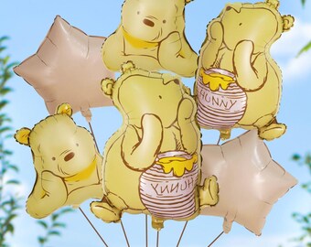 Globos de osos de cuento vintage / Decoración de fiesta de Winnie the Pooh en 3D de papel de aluminio