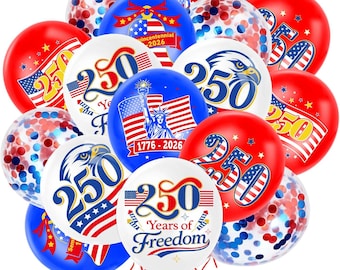 32PCS Red White Blue Latex Balloons | 250th Anniversary, 4th of July Party Decorations