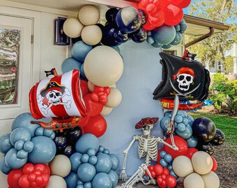 Kit de guirnalda de globos pirata / Arco náutico con forma de barco para decoración de cumpleaños y baby showers.