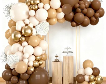 Kit de arco de globos neutro / Guirnalda de ositos de peluche estilo boho safari para baby shower