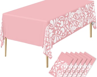Pink Mexican Tablecloth Set | Cielito Lindo Fiesta Party Covers | Talavera Decor