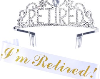 Retired Sash and Tiara Kit | Rose Gold "I'm Retired" Crown for Parties