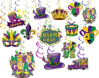Guirnaldas colgantes de Mardi Gras / 30 piezas de oropel para decorar máscaras y coronas