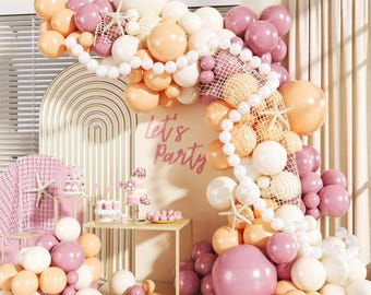 Dusty Pink Beach Balloon Arch Kit | 143PCS Blush Sand White Garland (Baby Shower, Birthday)