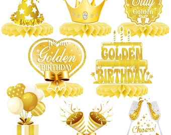 Golden Birthday Honeycomb Centerpieces | Stay Golden Party Decor Set