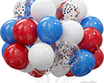 Kit de globos rojos, blancos y azules / Decoraciones de arco de confeti patriótico