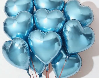 Globos de corazón azul perla / Decoración para fiestas de mylar de 45 cm