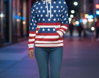 Sudadera con capucha con la bandera estadounidense – Sudadera unisex de ropa deportiva de EE. UU.