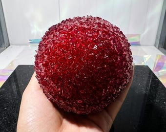 Pelota antiestrés blanda con textura de hielo raspado - Mirto rojo intenso ASMR - Decoración surrealista para escritorio y alivio sensorial táctil