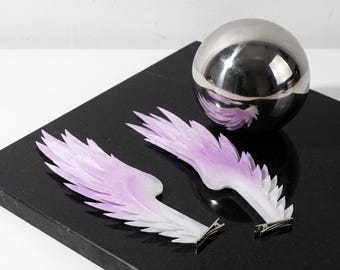 Fermagli per capelli con piume ad ali d'angelo / Accessori per cosplay di anime fantasy, copricapo Fairycore Harajuku, copricapo in schiuma scintillante per stile editoriale