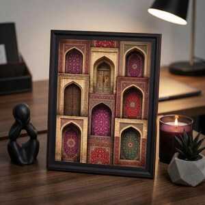 Persian Archway Ornate Rug Pattern Islamic Architecture Wall Art Print