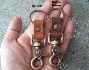 Heavy Duty Antique Copper Finish Trigger Snap Key Clip Key Ring Leather Keychain Bag Key Clip Belt Loop Clip Key Hanger Leather Keychain