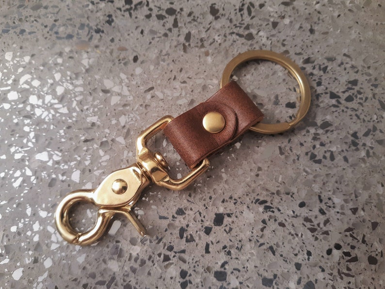 Heavy Duty Solid Brass Trigger Snap Key Clip Key Ring Brown - Etsy