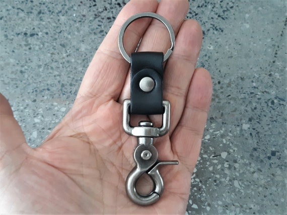 Blackout Heavy Duty Trigger Snap Key Clip Key Ring Black Leather