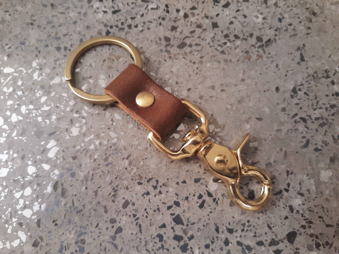 Heavy Duty Solid Brass Trigger Snap Key Clip Key Ring Brown Etsy