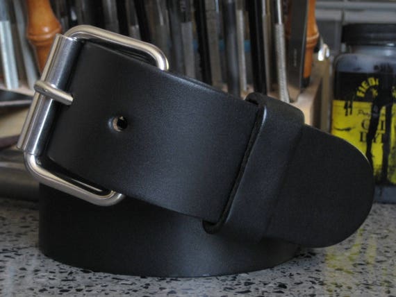 heavy duty black leather belt
