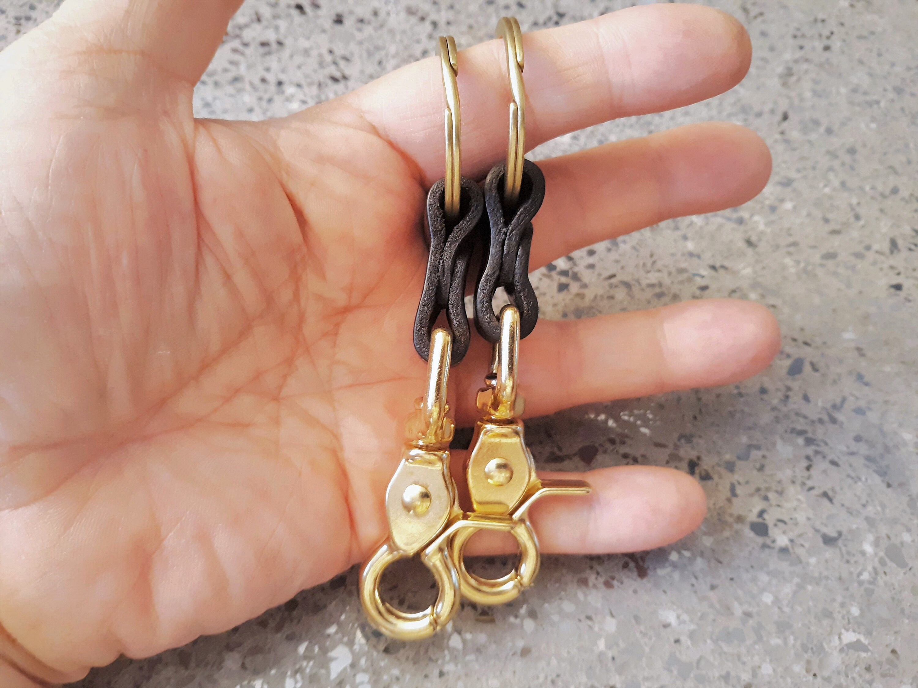 Blackout Heavy Duty Trigger Snap Key Clip Key Ring Black Leather Keychain  Bag Key Clip Belt Loop Clip Handmade Angel Leather Key Clip 