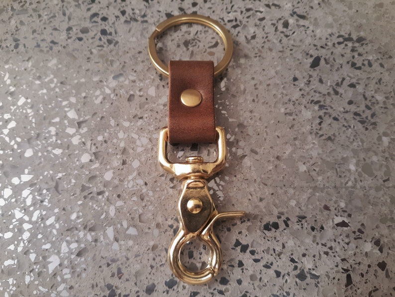 Heavy Duty Solid Brass Trigger Snap Key Clip Key Ring Brown - Etsy