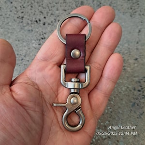 Heavy Duty Trigger Snap Key Clip Key Ring Burgundy Leather Keychain Bag Key Clip Belt Loop Clip Handmade Angel Leather Key Clip