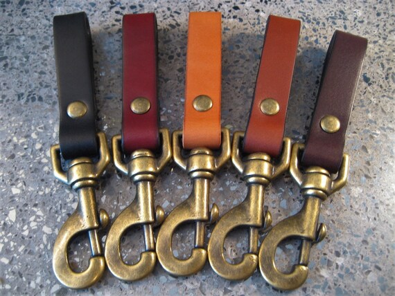 Black Leather Heavy Duty Quick Release Trigger Snap Key Clip Key Ring Keychain Bag Key Clip Belt Loop Clip Handmade Angel Leather