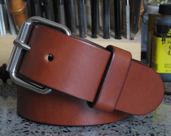 Men's Whiskey Brown Leather Belt 1.25", 1.5" or 1.75" Wide Belt Bridle Leather Belt Stainless Steel Buckle Belt Angel Leather Belt