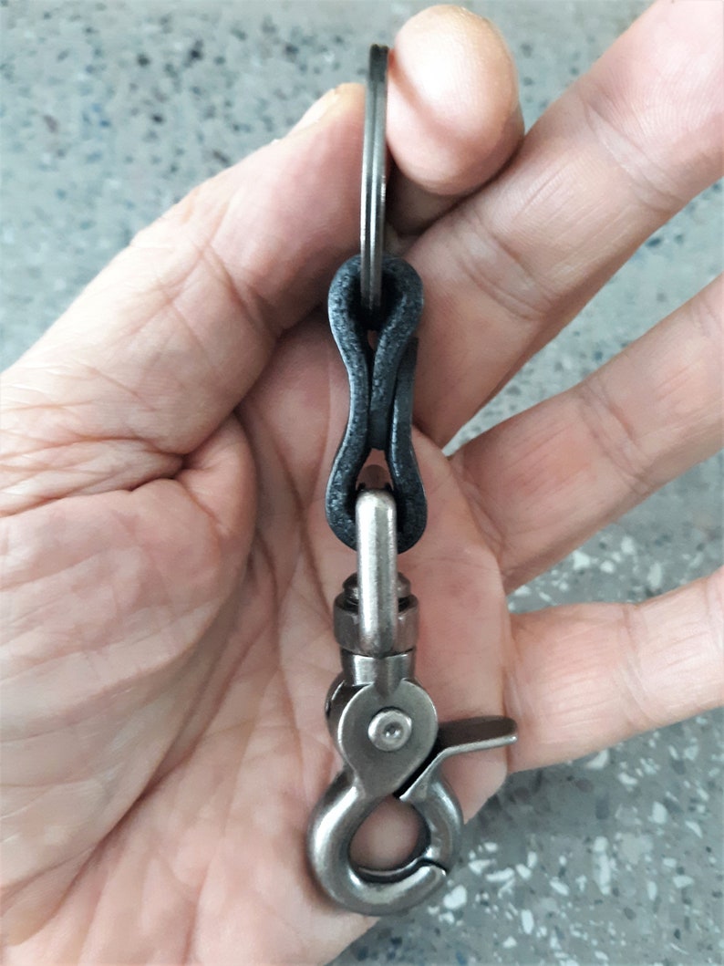 Heavy Duty Trigger Snap Key Clip Key Ring Black Leather Etsy